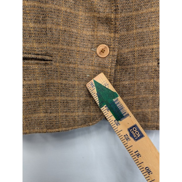 Winlit by Listeff Fashions Classic Plaid Wool Blazer Jacket Brown 2 Button 13 - Picture 11 of 12
